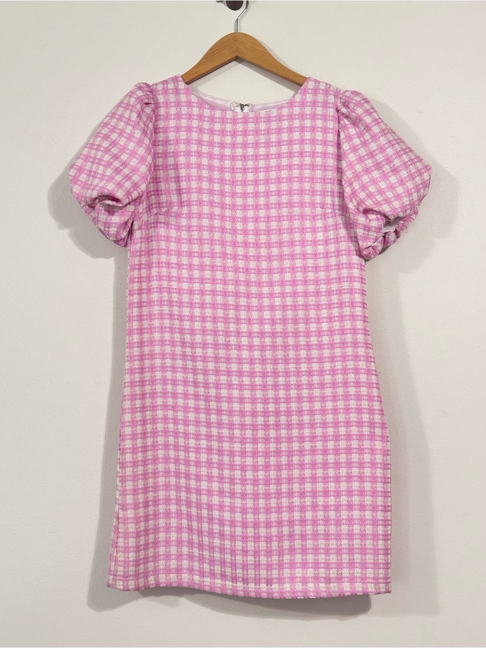 Aura Pink and White Gingham Dress with Back Zip
